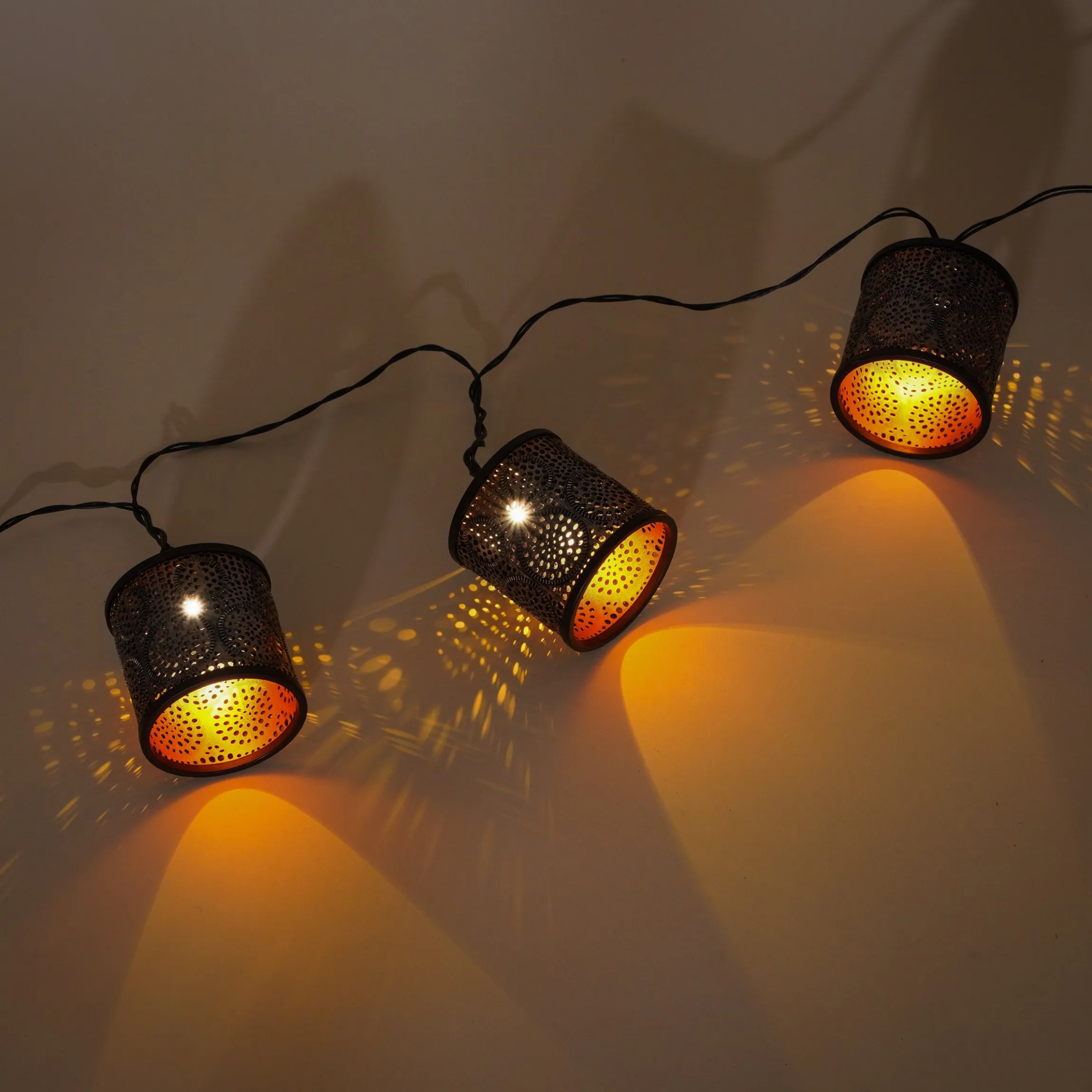 Laternen-Lichterkette Marokko - silber / gold, solarbetrieben
