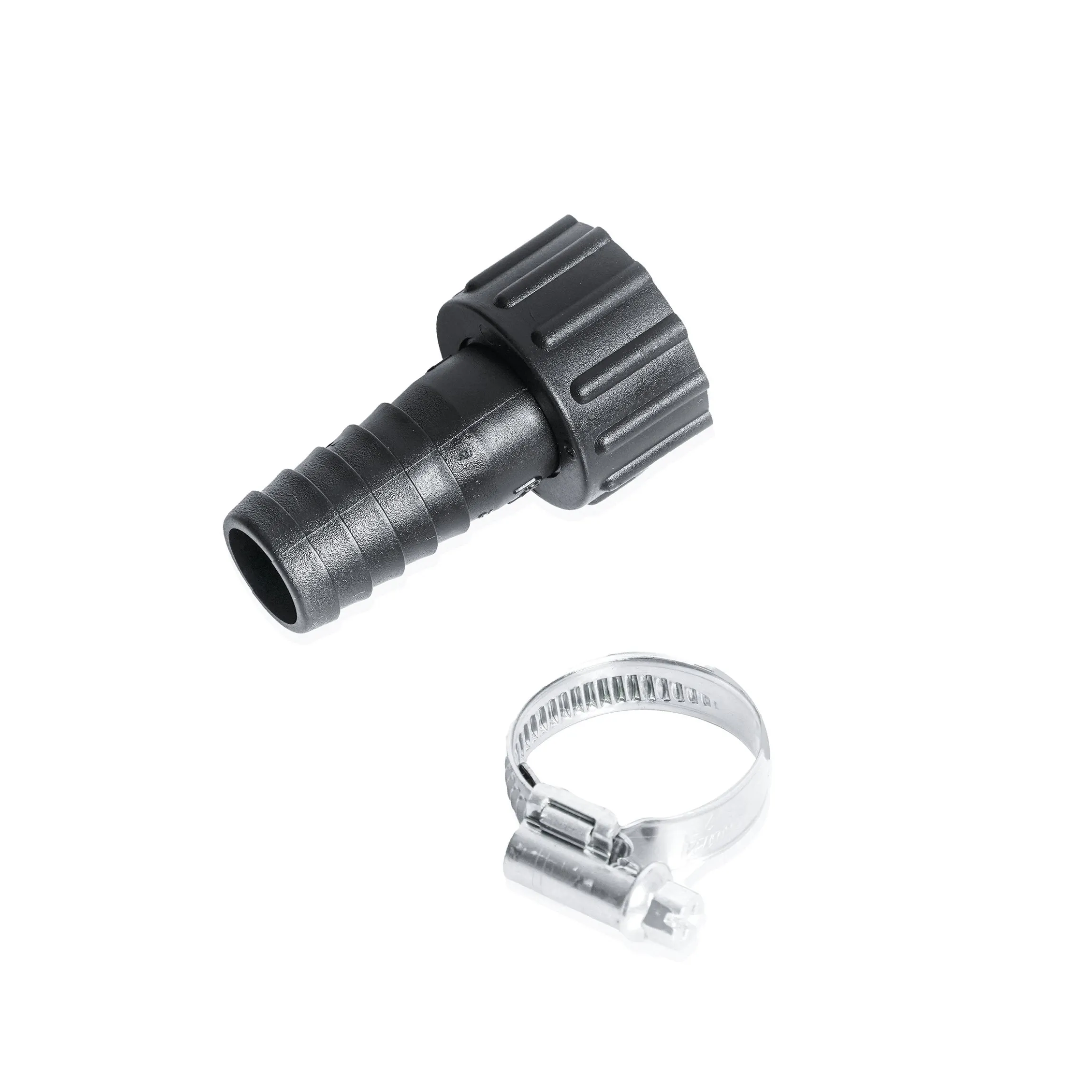 PP-Schlauchtülle 3/4" x 19 mm mit Überwurfmutter und Schelle