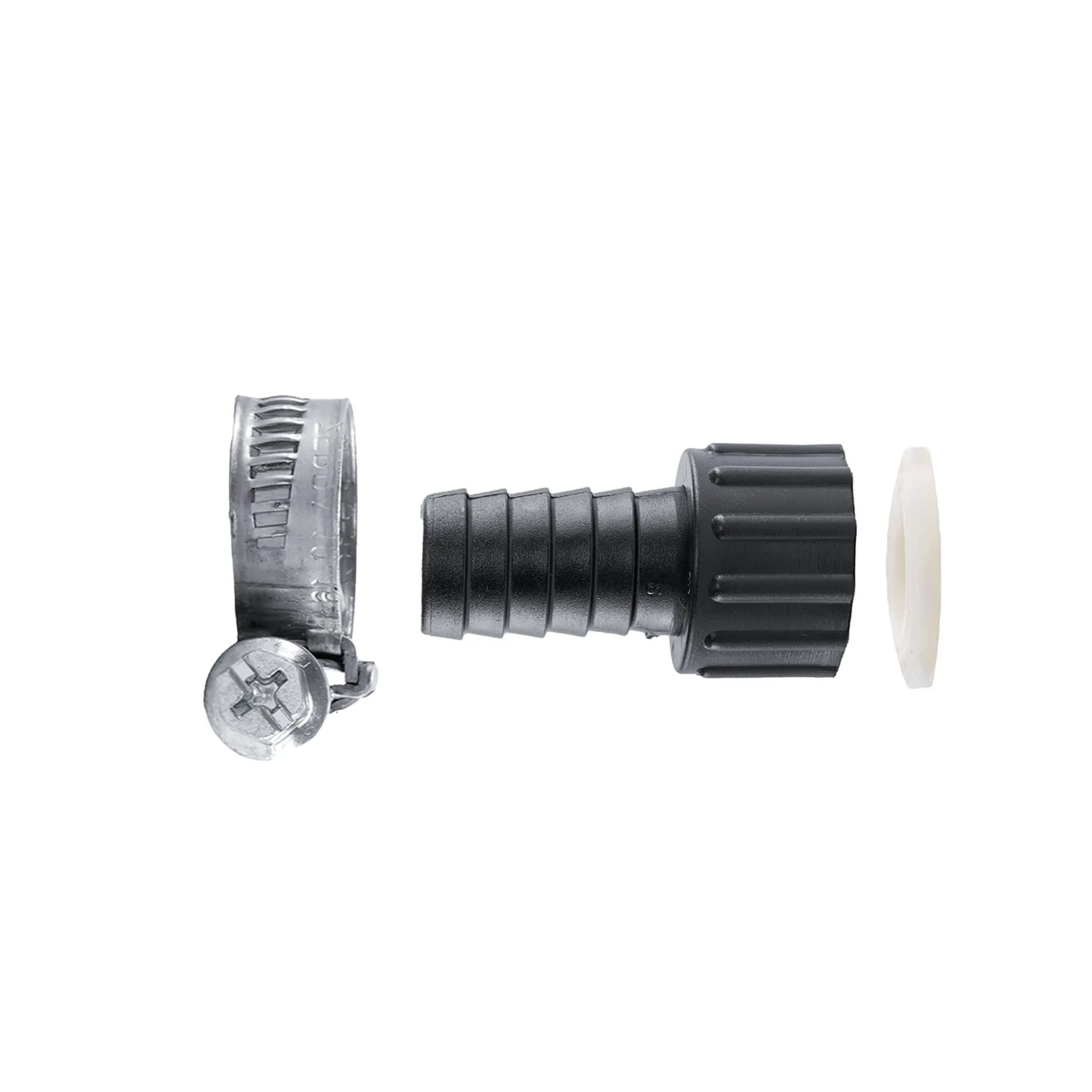 PP-Schlauchtülle 3/4" x 19 mm mit Überwurfmutter und Schelle