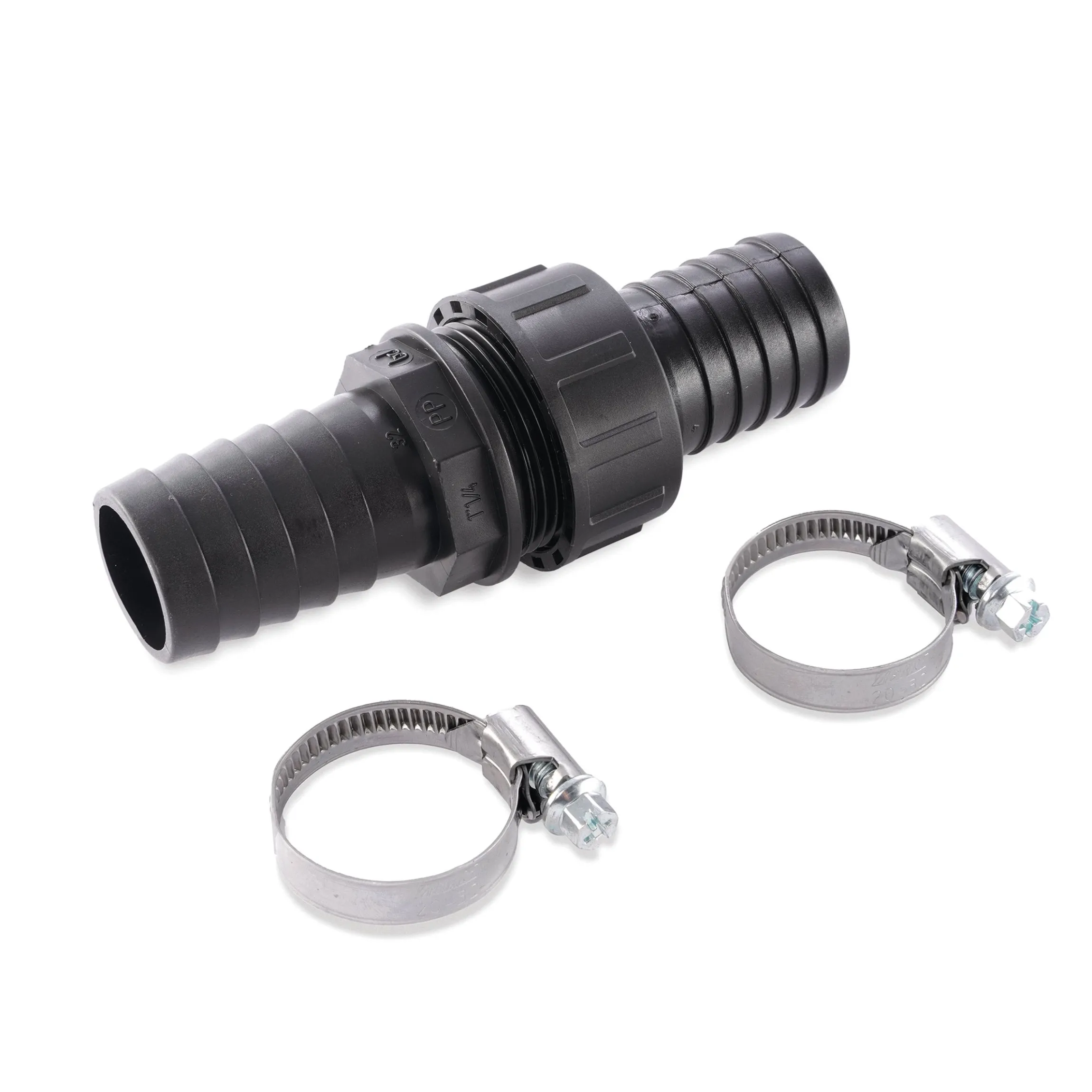 Schlauchverbinder 1 1/4" - 32 mm, inkl. 2 Schlauchschellen