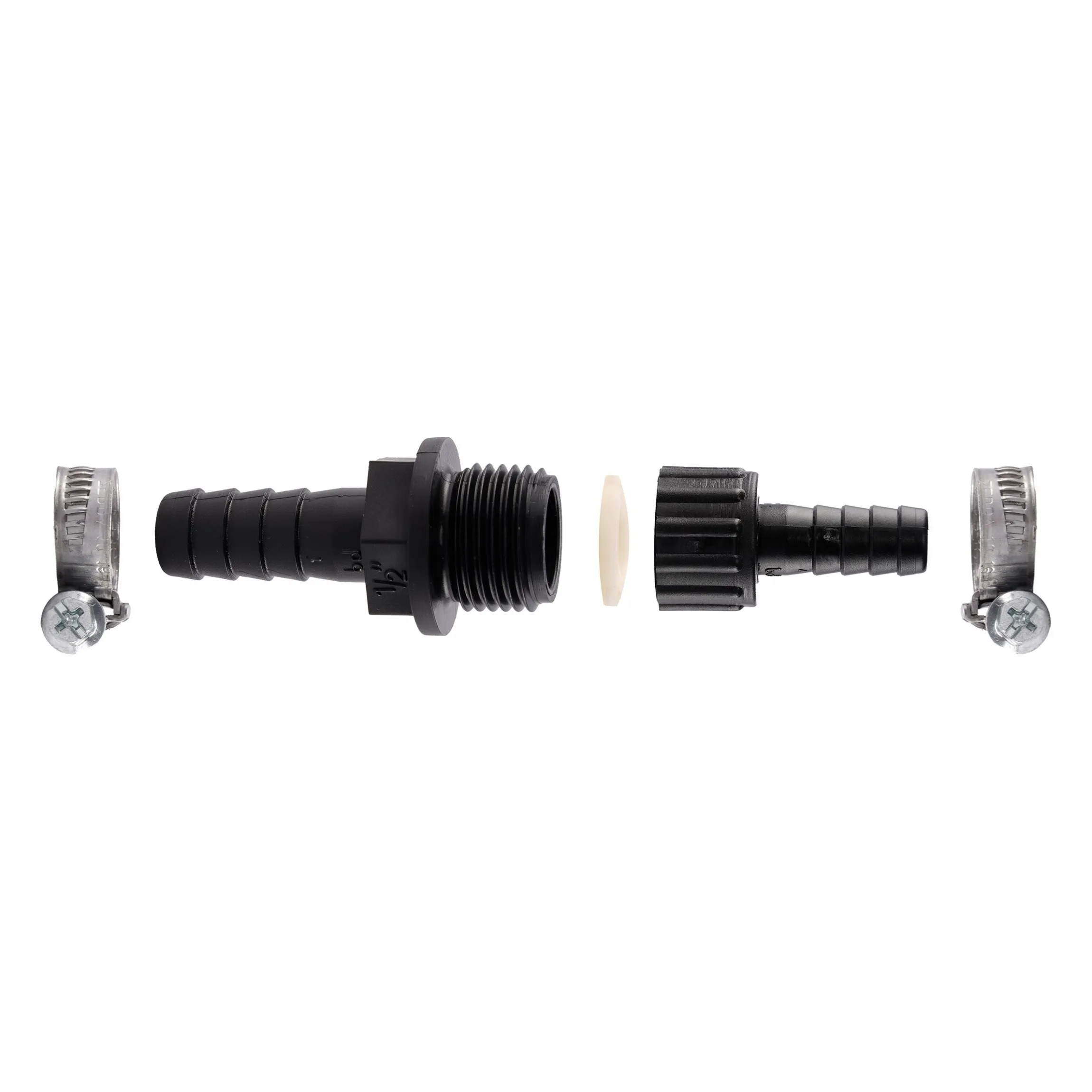 Schlauchverbinder 1/2" - 13 mm, inkl. 2 Schlauchschellen