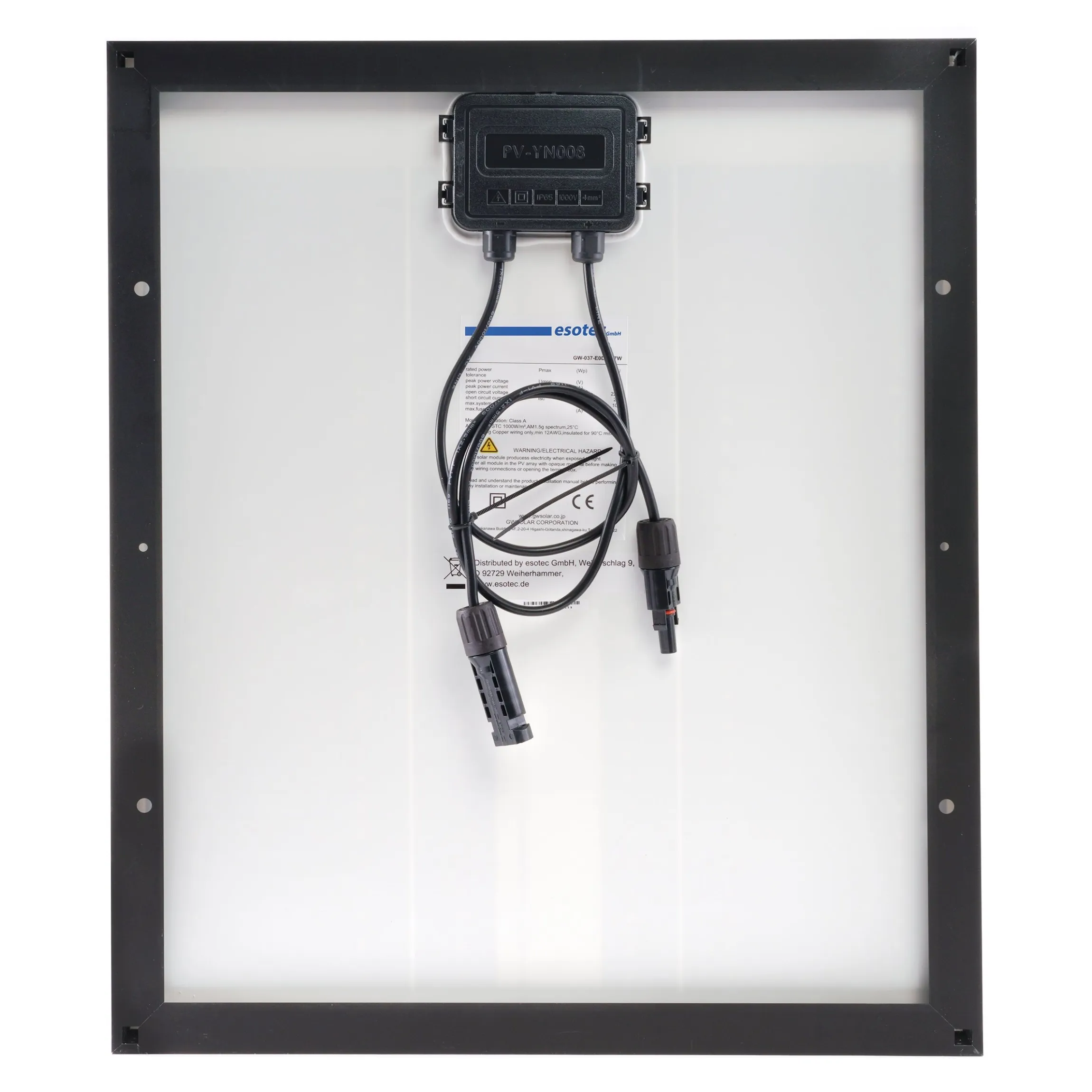 Seraphim Solarmodul 37 Wp 18,8 V mono - 490 x 409 x 25 mm
