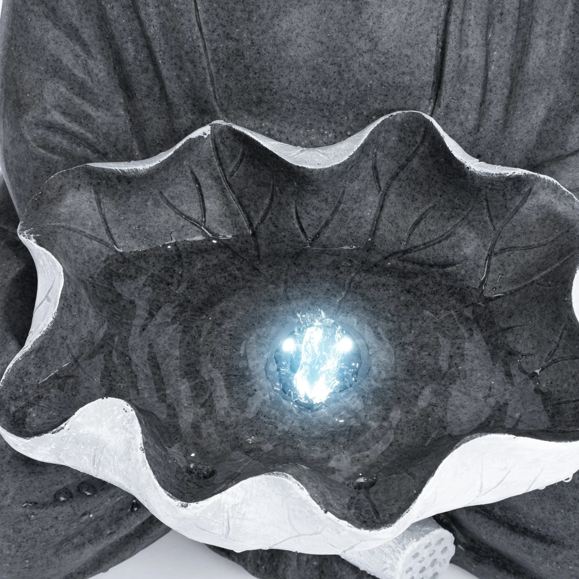 Solarbrunnen Buddha mit Lotusblatt und LED Licht