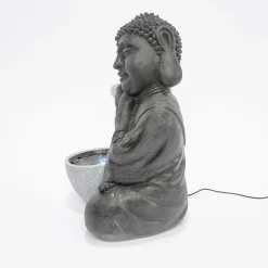 Solarbrunnen Buddha ruhend mit beleuchteter Wasserquelle