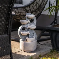 Solar Brunnen im Granitdesign mit Kaskade und LED Licht