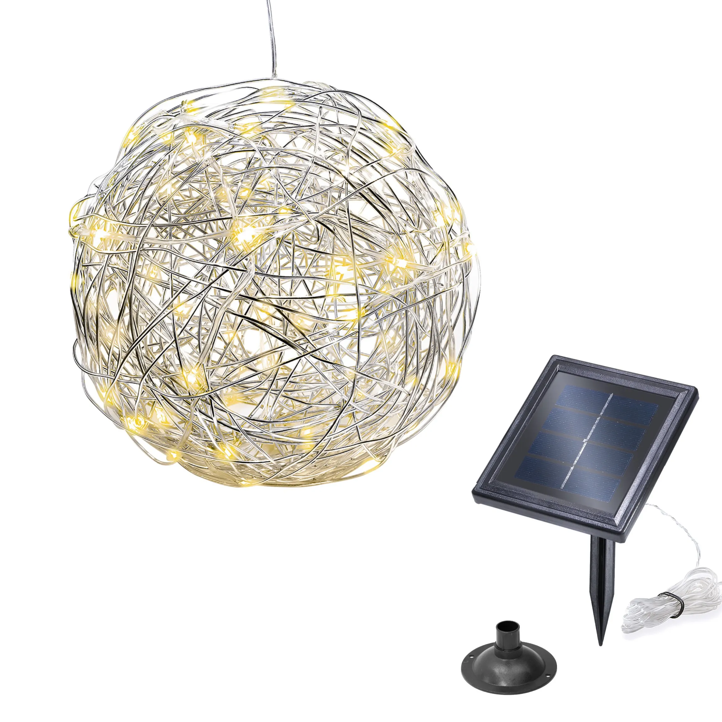 Solar Deko-Drahtkugel ⌀ 25 cm mit 50 warmweißen LEDs