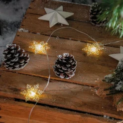 Solar Deko-Lichterkette mit 30 Eiskristallen, warmweiß