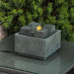Solar Designbrunnen Modern Style mit LED Beleuchtung