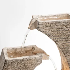 Solar Design Gartenbrunnen mit Wasserlauf und LED Licht