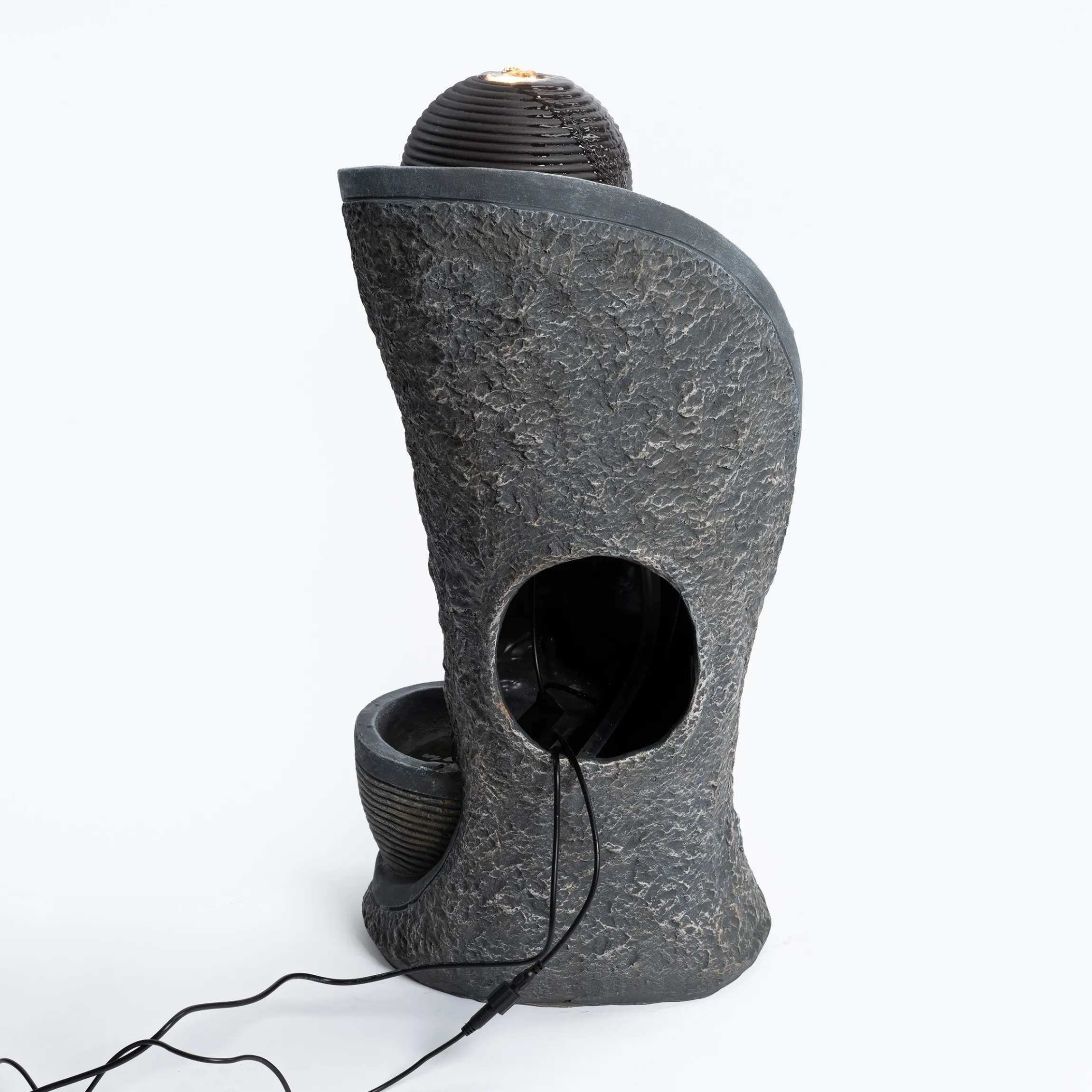Solar Design Gartenbrunnen mit Wasserquelle und Kaskade