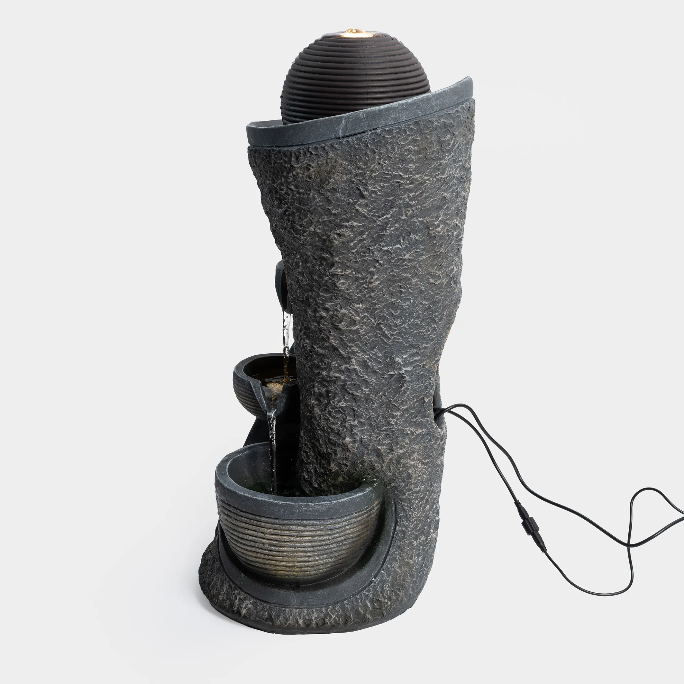 Solar Design Gartenbrunnen mit Wasserquelle und Kaskade