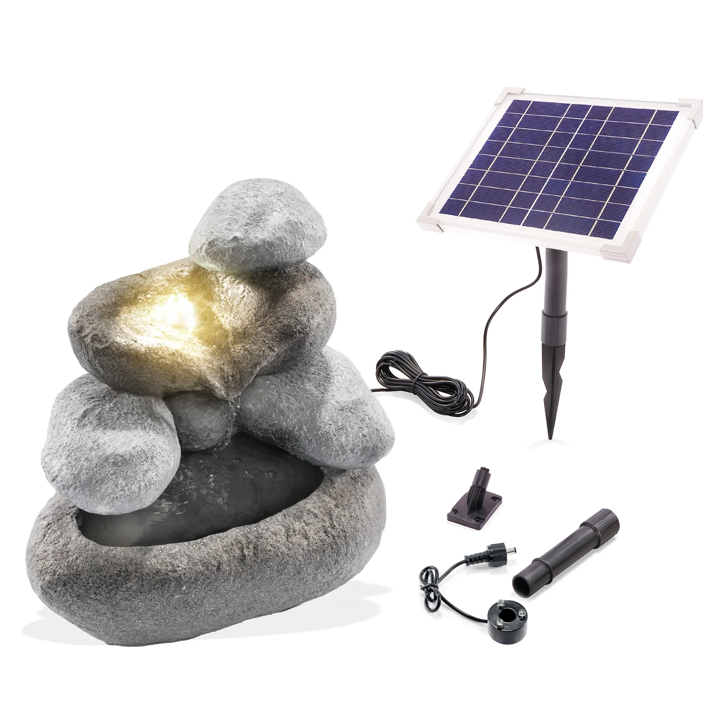 Solar Felsenbrunnen mit LED-Beleuchtung