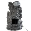 Solar Fels-Kaskadenbrunnen granitfarben mit LED-Beleuchtung