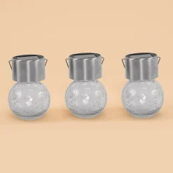Solar Hängeleuchten 3er-Set Crackle Balls kaltweiß