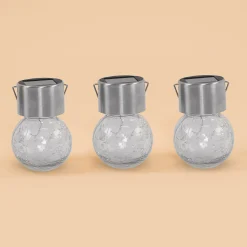 Solar Hängeleuchten 3er-Set Crackle Balls warmweiß