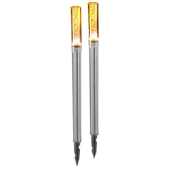 Solar LED Steckleuchtenset Twins 2er Set bernsteinfarben