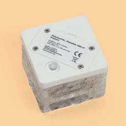 Solar Leuchtstein 2er Set mit bernstein LED-Licht
