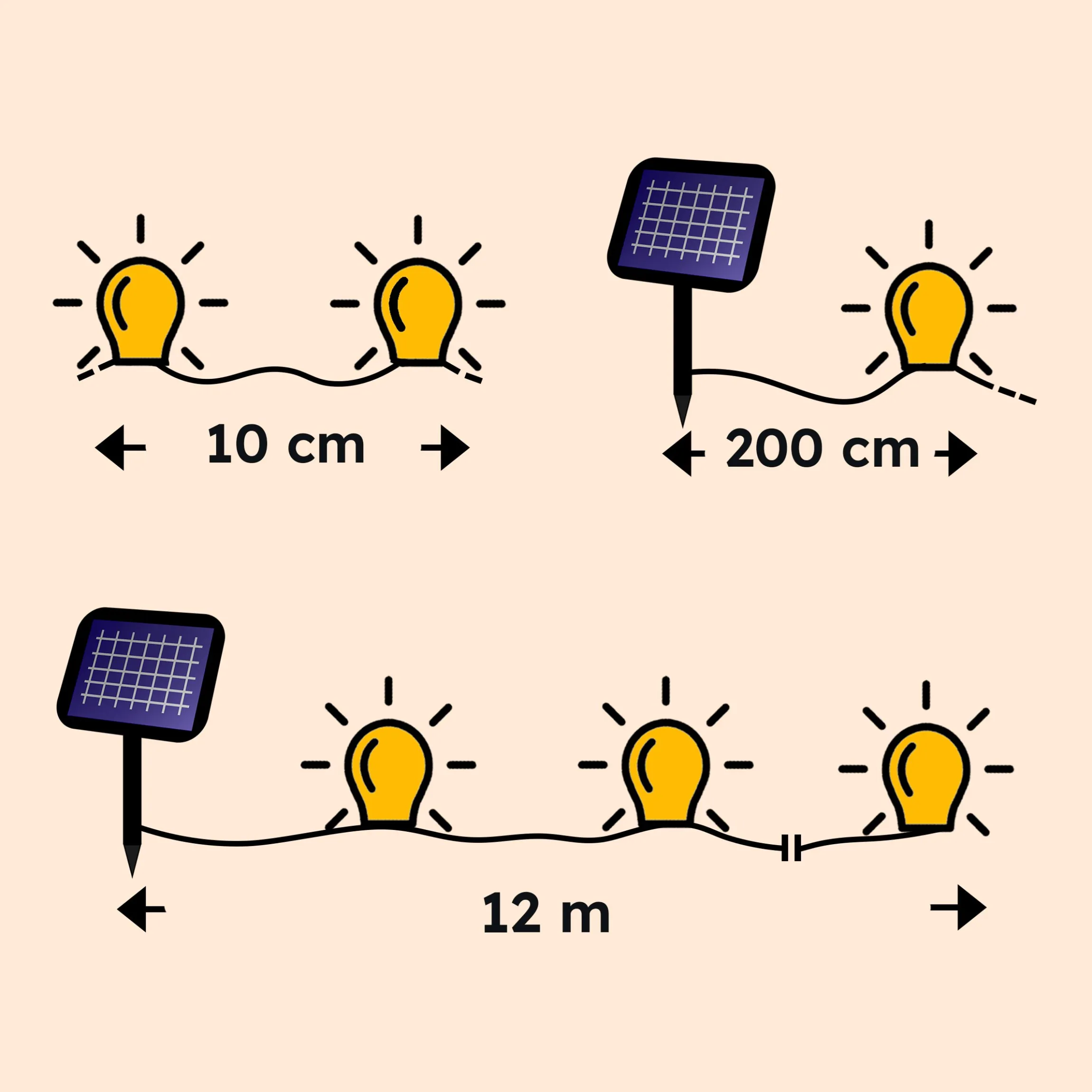 Solar Lichterkette mit 100 kaltweißen LEDs