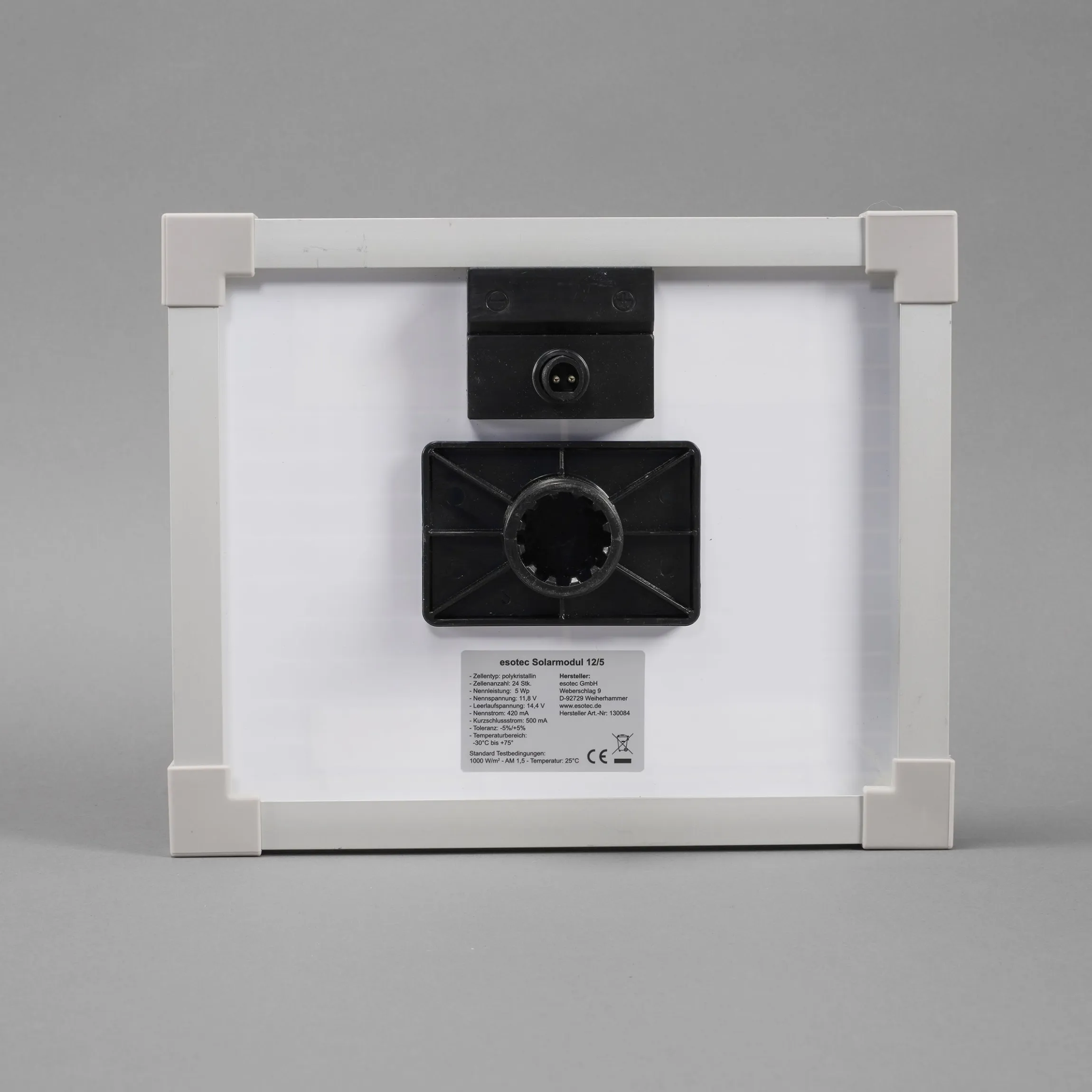 Solarmodul 5 Wp / 12 V mit Stecker 2-polig klein