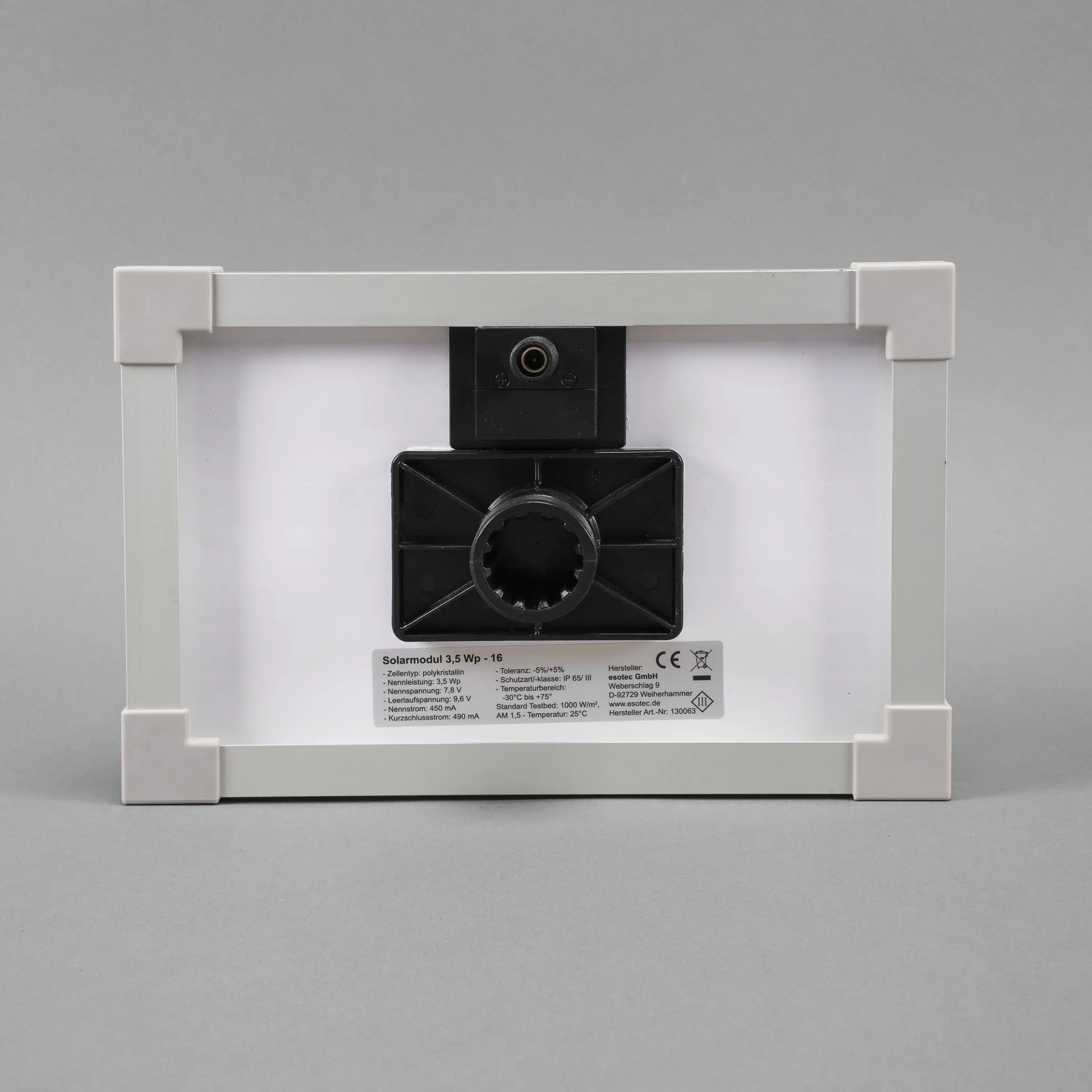 Solarmodul 3,5 Wp / 8 V mit Stecker 2-polig rund