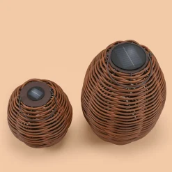 Solar Rattan Windlichter Victoria im 2er Set