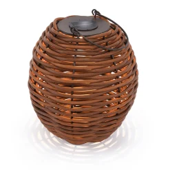 Solar Rattan Windlicht Victoria 30 cm, braun
