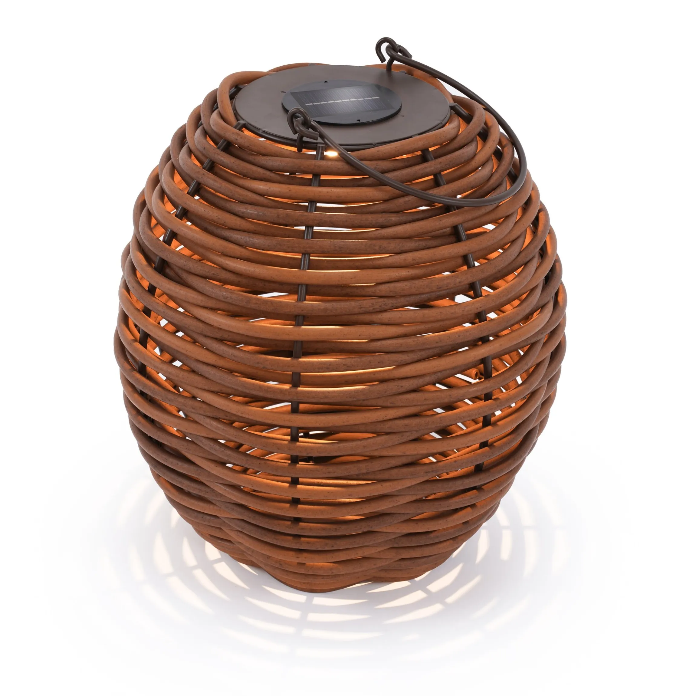 Solar Rattan Windlicht Victoria 30 cm, braun