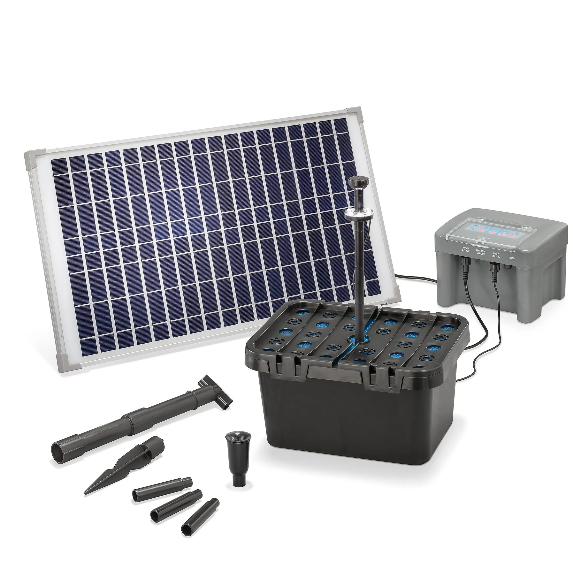 Solar Unterwasserfilter-Set 25/650 mit 12 Ah Pb-Akkuspeicher