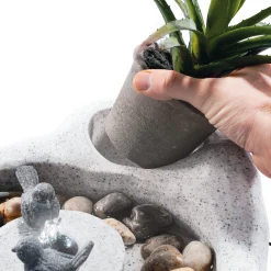 Solar Vogelbadbrunnen hell mit LED Beleuchtung
