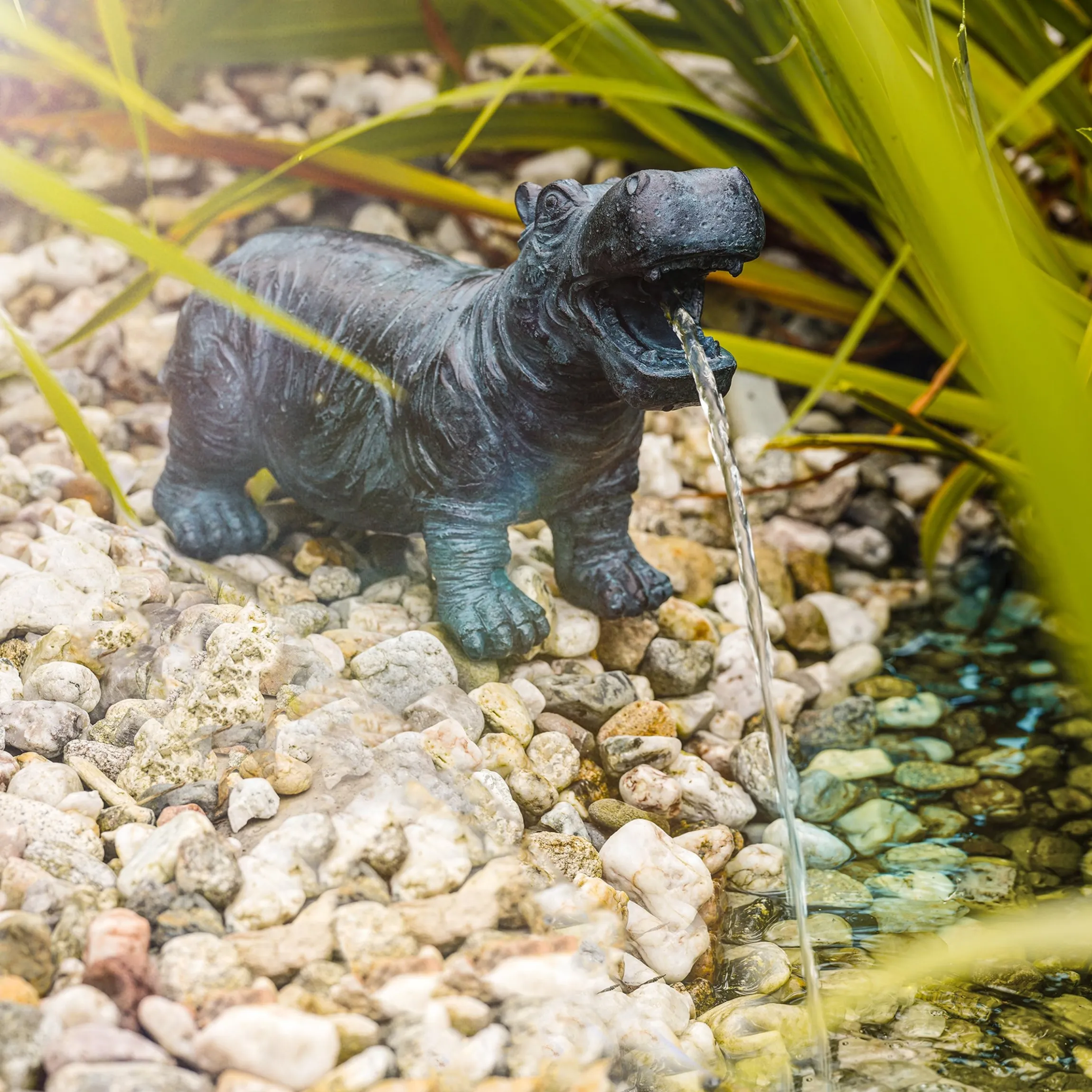 Solar Wasserspeier-Set Flusspferd Hippo