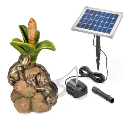 Solar Wasserspeier-Set Froschpaar auf Steinen