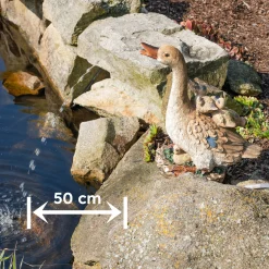 Solar Wasserspeier-Set Gans mit Küken