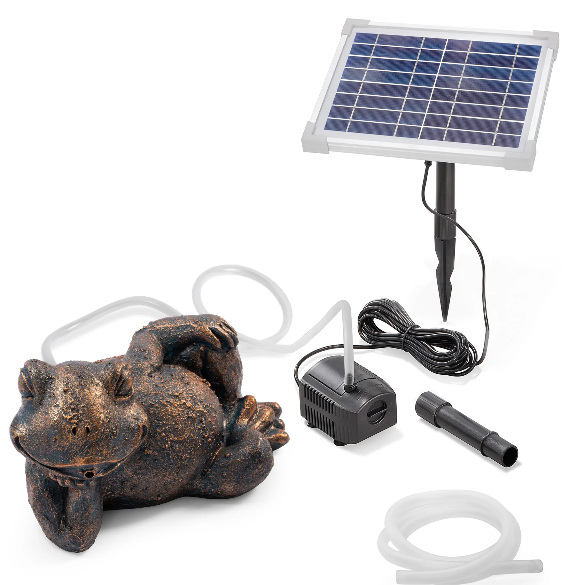 Solar Wasserspeier-Set liegender Frosch Pepe