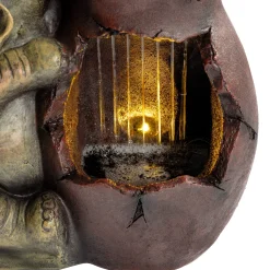Solar Zierbrunnen Elefant am Tonkrug mit LED Licht