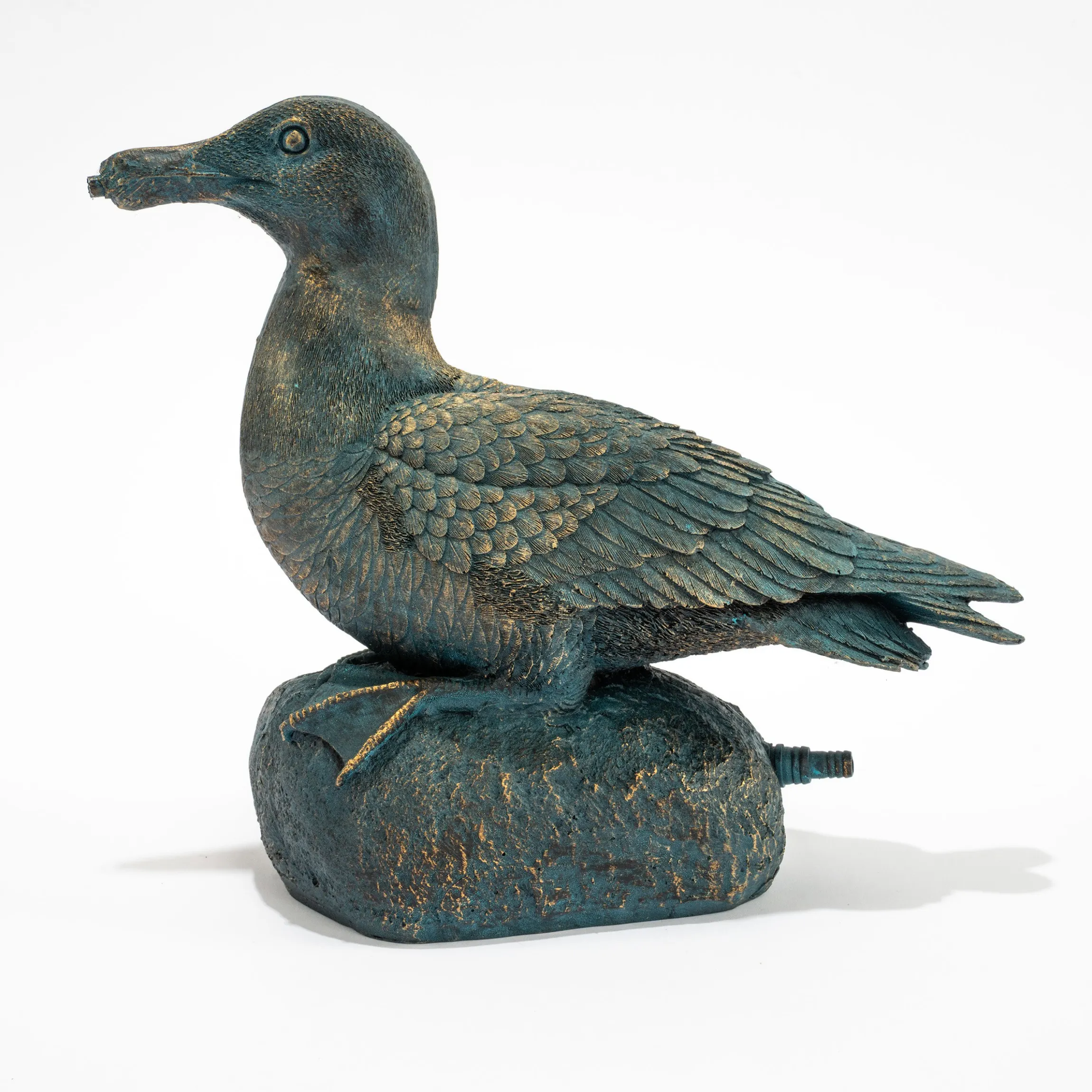 Wasserspeier-Figur Ente Samuel im Altkupfer-Design