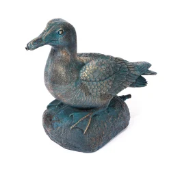 Wasserspeier-Figur Ente Samuel im Altkupfer-Design