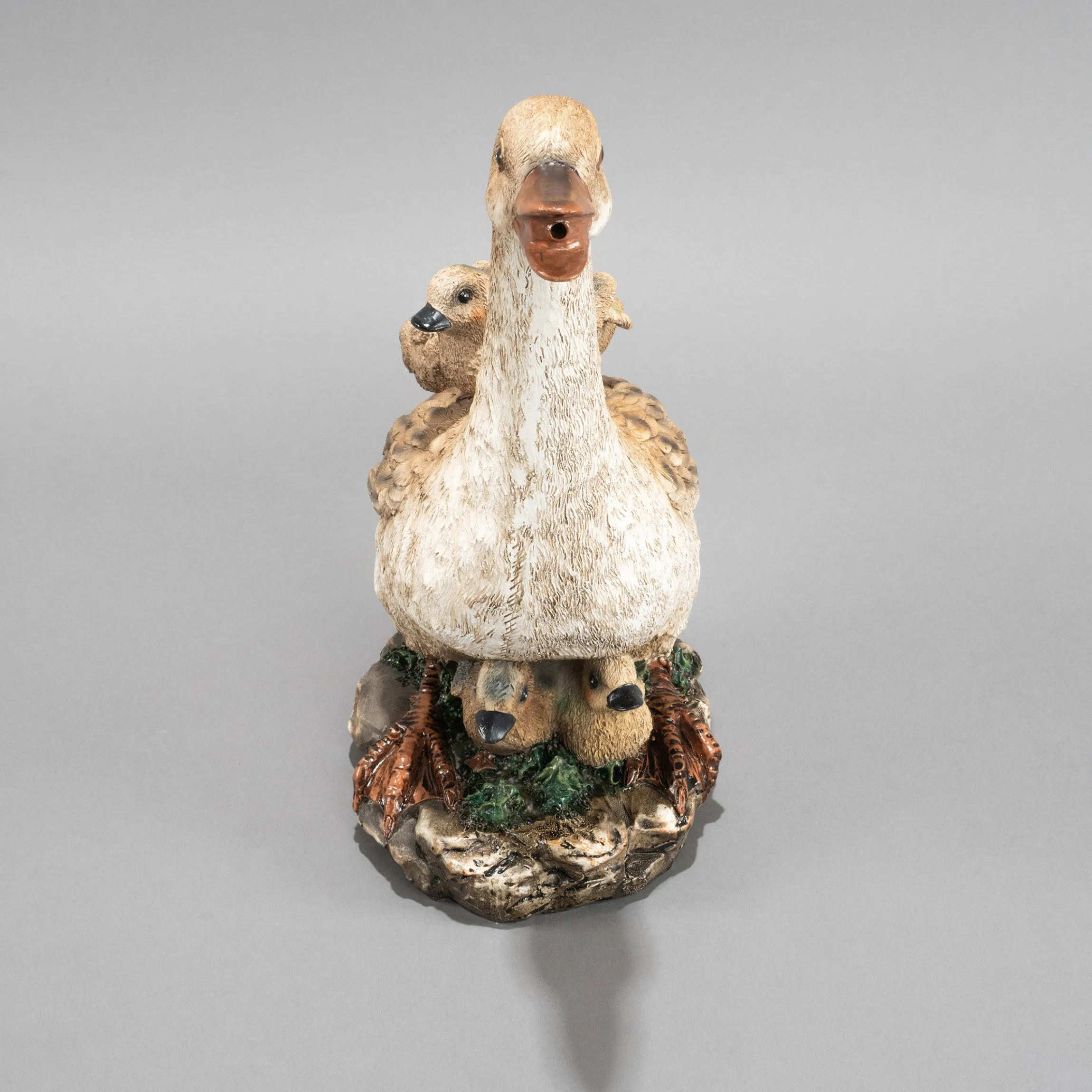 Wasserspeier-Figur Gans mit Kücken