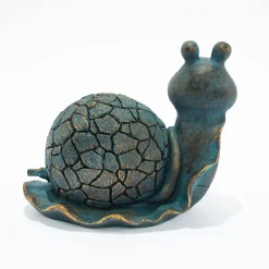 Wasserspeier-Figur Schnecke Emilius im Altkupfer-Design
